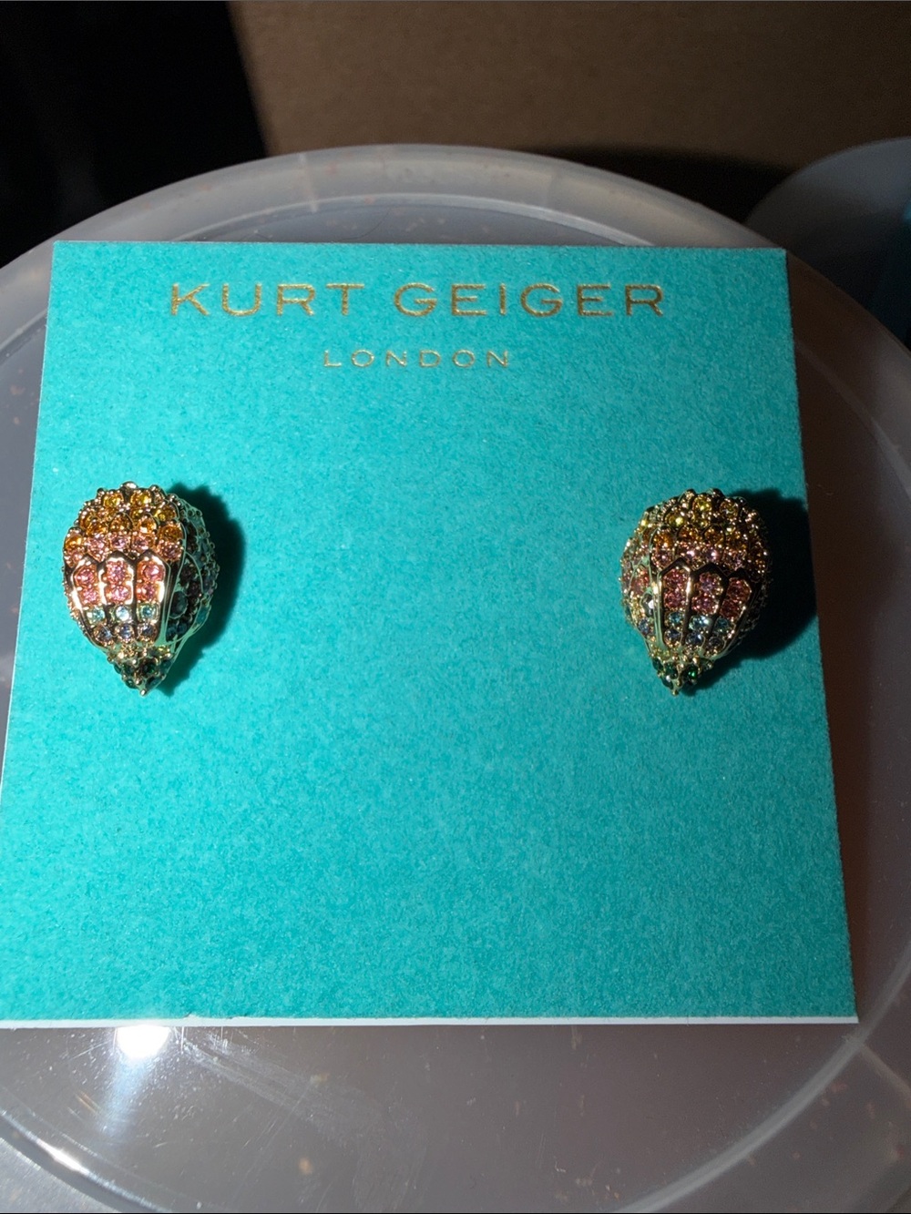 Kurt Geiger Multicolored Crystal Eagle Studs with Gold Setting